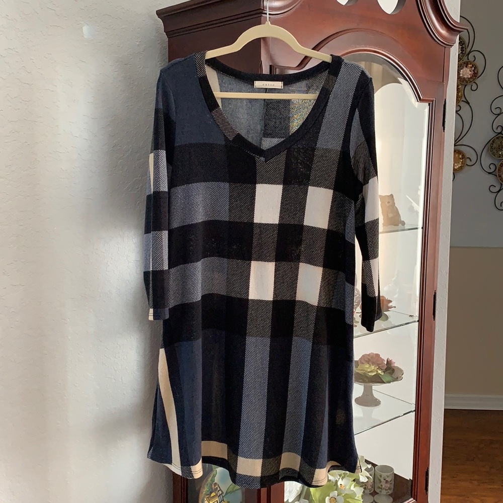 Entro Women’s Plaid Knit Dress Sz L